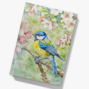 Blue Tit Hardcover Notebook A5 Blank, Lined or Graph Pages