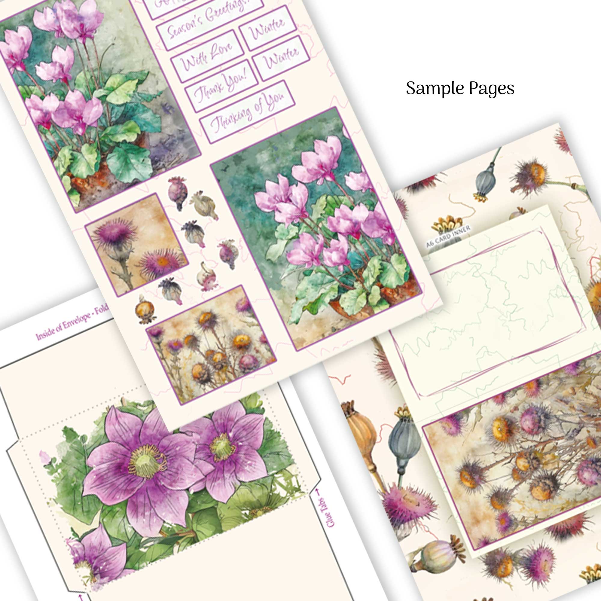 Winter Flowers : A Luxury Card Making Book : A Card Kit Book to cut and make your own Greeting Cards