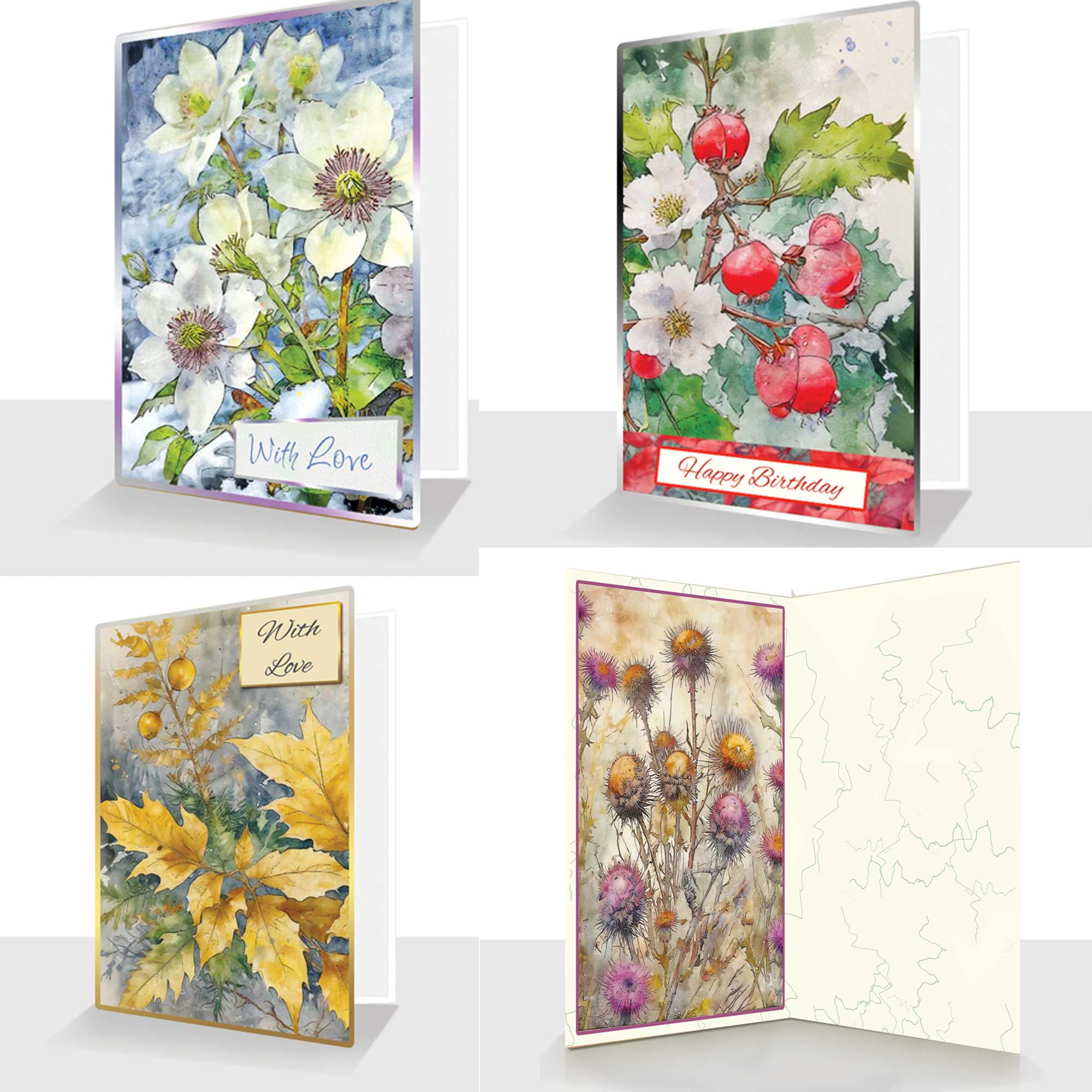 Winter Flowers : A Luxury Card Making Book : A Card Kit Book to cut and make your own Greeting Cards